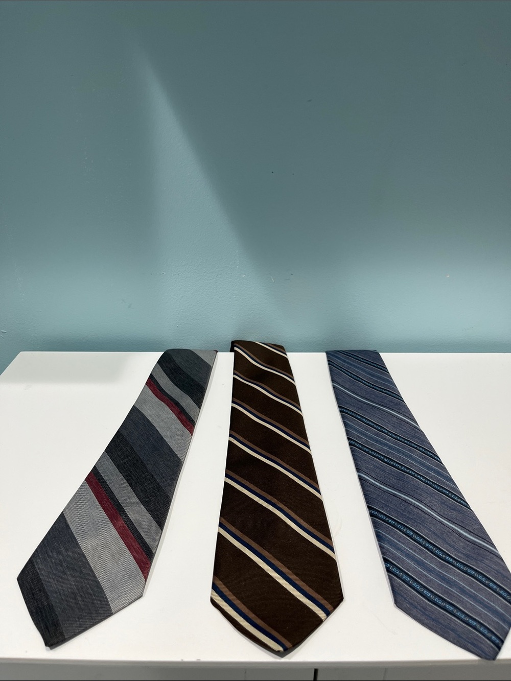 Classic Men's Striped Ties - Grey, Brown, Blue